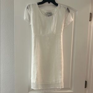 La Belle Cream Short-Sleeve Mini Dress